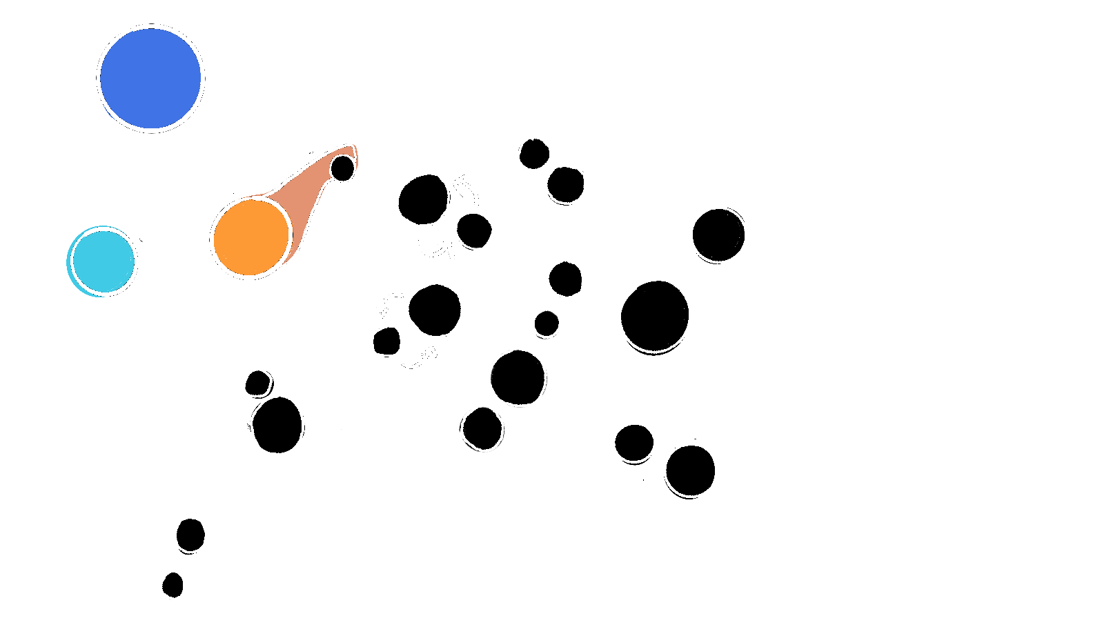 An illustration of a the evolution of binary black holes from binary stars, and from dynamical capture on the left of the image, forming a population of binary black holes in the middel, until merger releasing gravitational wave signals on the right.